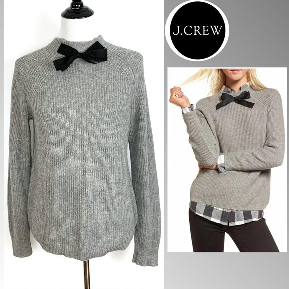 J. Crew Gayle Tie Neck Wool Blend Sweater Sz M - Picture 2 of 16